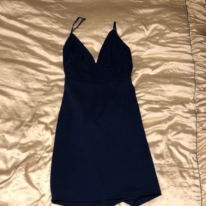 Blue tight mini dress